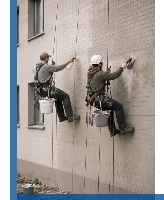 Удаление высолов с фасада зданий в Апатитах без повреждений и следов
