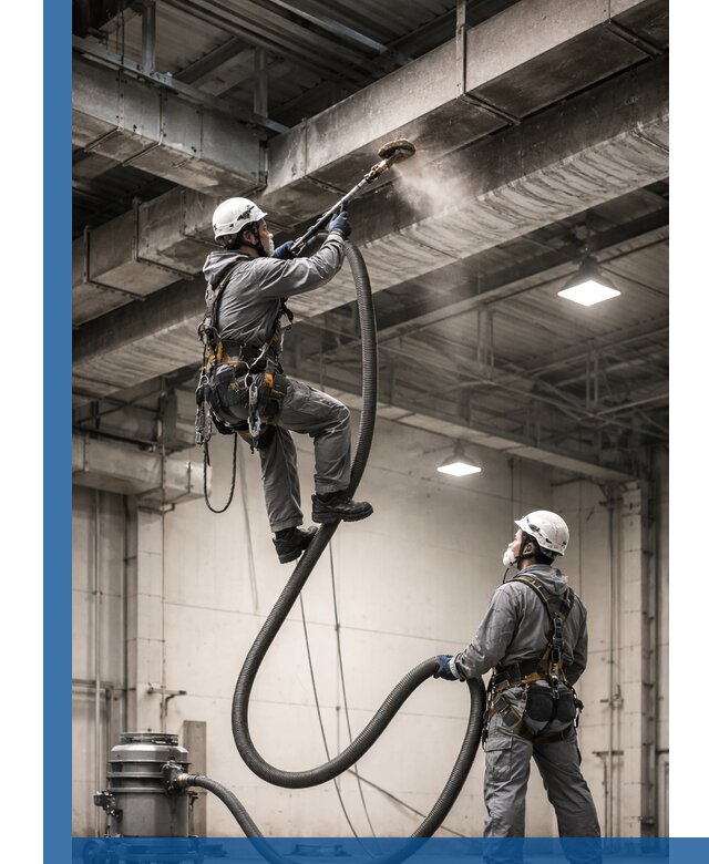 Обеспыливание потолочных конструкций в Апатитах промышленным альпинизмом