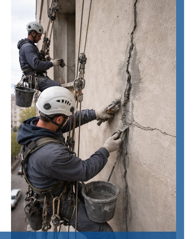 Заделка трещин на фасаде в Апатитах от 933 р. | ВЫСОТНИК-Птт