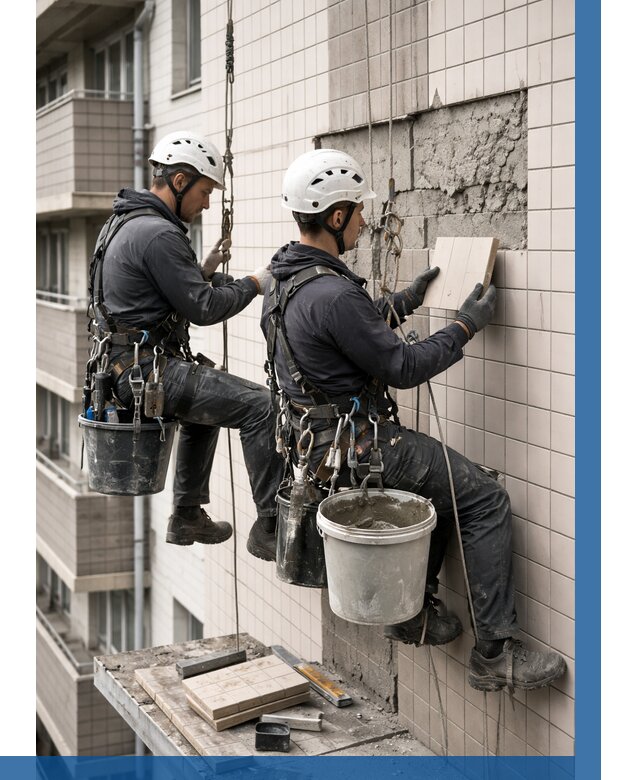 Ремонт облицовки фасада плиткой в Апатитах от 1867 р. | ВЫСОТНИК-Птт