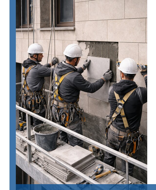 Ремонт облицовки фасада плиткой в Апатитах с гарантией