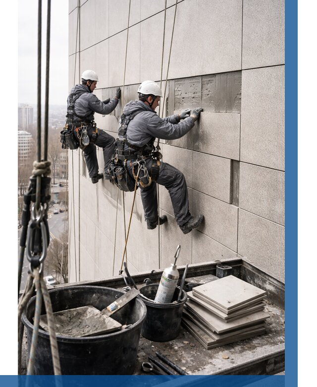 Ремонт фасада из керамогранита в Апатитах от 2593 р. | ВЫСОТНИК-Птт