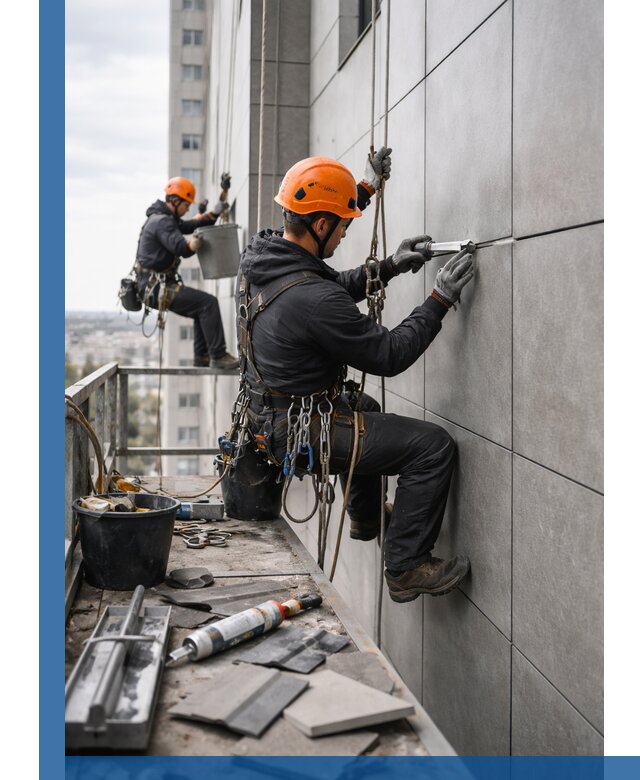 Профессиональный ремонт фасада из керамогранита в Апатитах