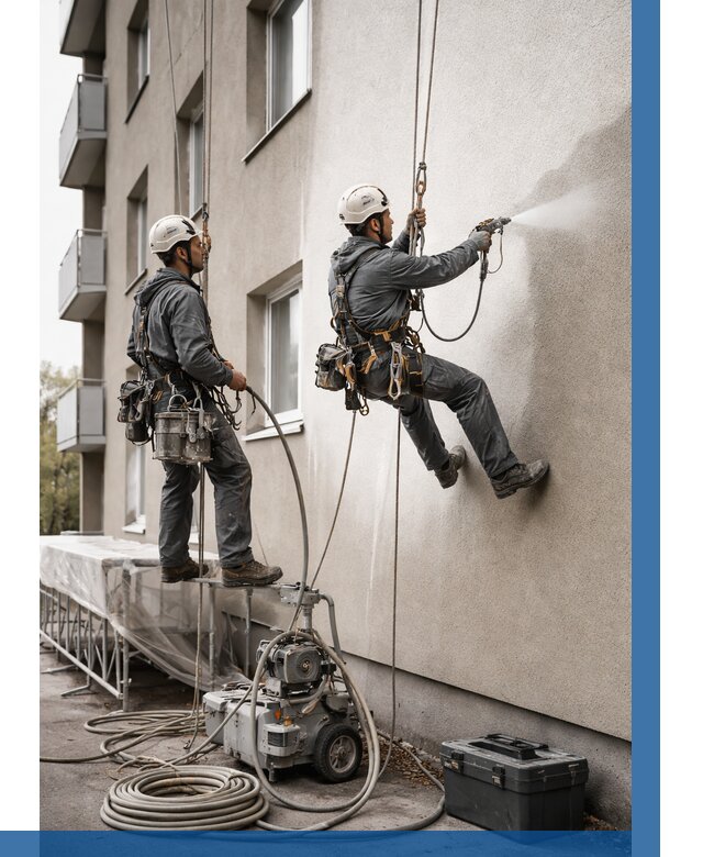 Безвоздушная покраска фасада в Апатитах от 228 р/м² | ВЫСОТНИК-Птт