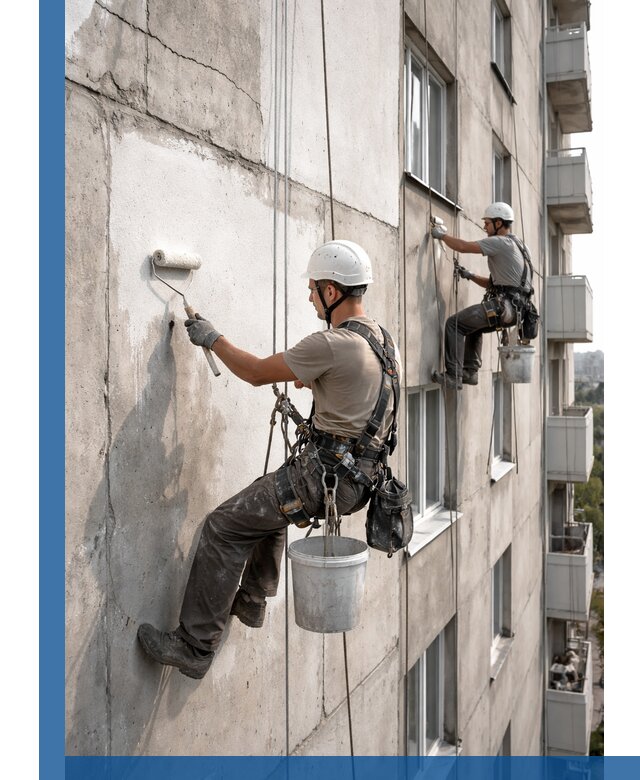 Покраска бетонного фасада в Апатитах для жилых и промышленных объектов