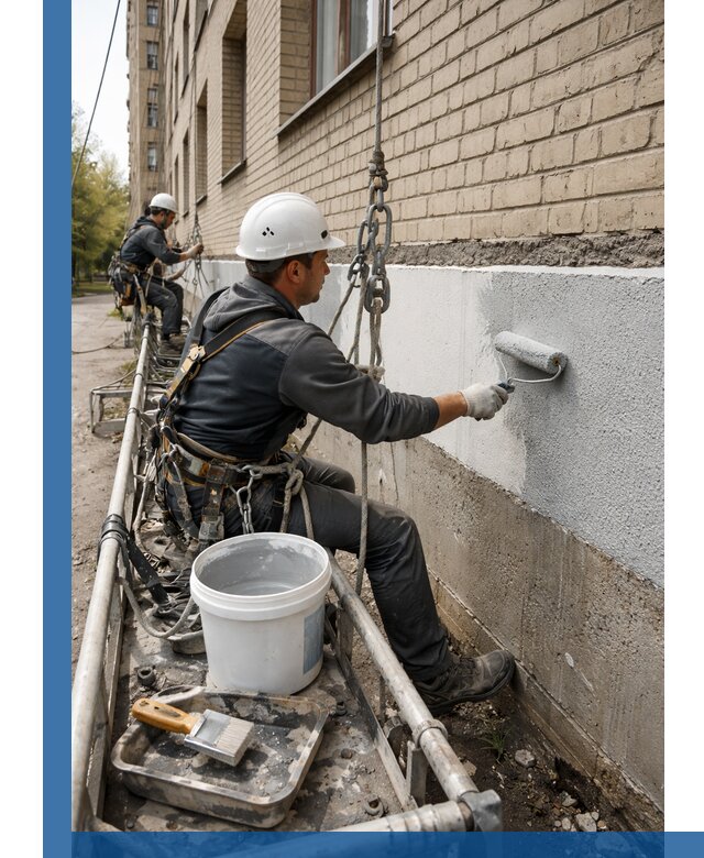 Окраска цоколя здания в Апатитах профессионально и надежно