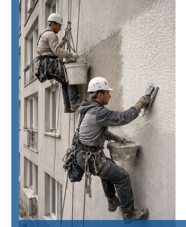 Нанесение декоративной штукатурки короед на фасад в Апатитах