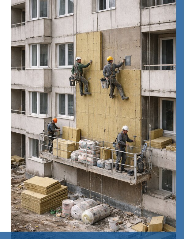 Утепление фасада минватой в Апатитах от 1556 р. | ВЫСОТНИК-Птт