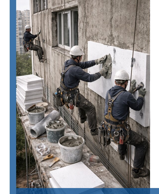 Утепление фасада пенополистиролом в Апатитах под ключ