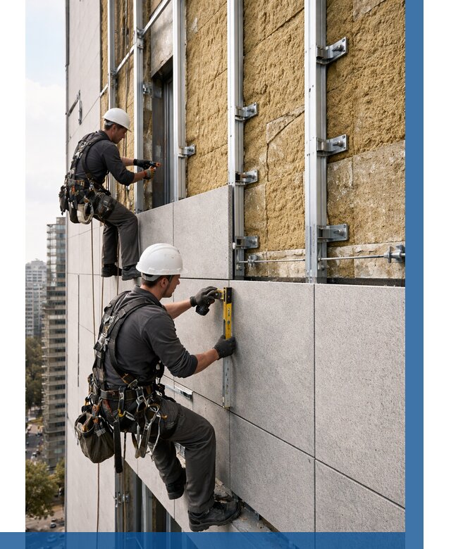 Монтаж вентилируемого фасада в Апатитах от 3630 р. | ВЫСОТНИК-Птт