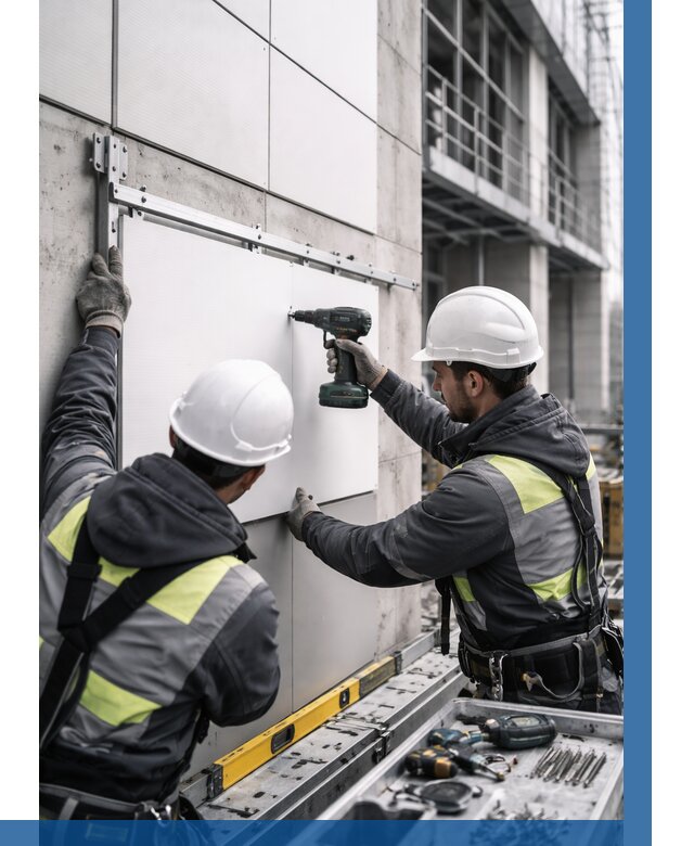 Монтаж композитных панелей фасада в Апатитах от 2593 р. | ВЫСОТНИК-Птт