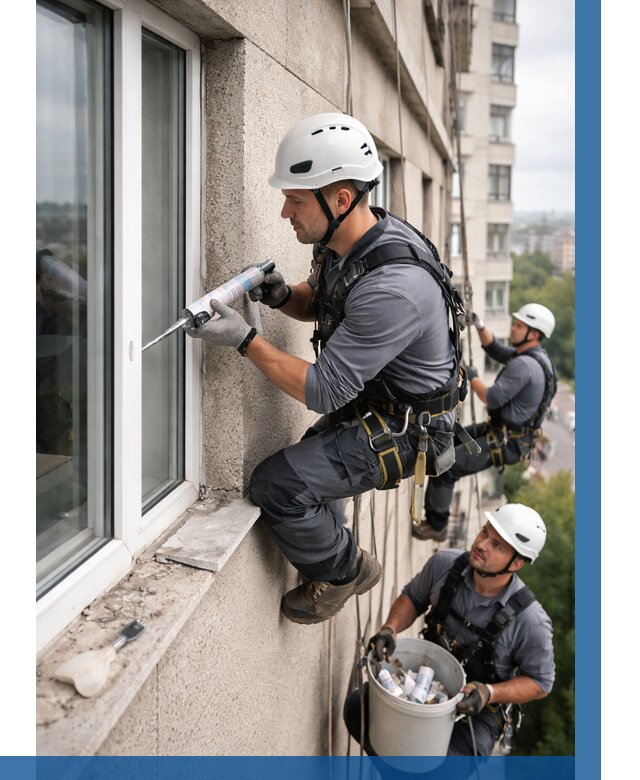 Герметизация оконных швов снаружи в Апатитах от 1556 р. | ВЫСОТНИК-Птт