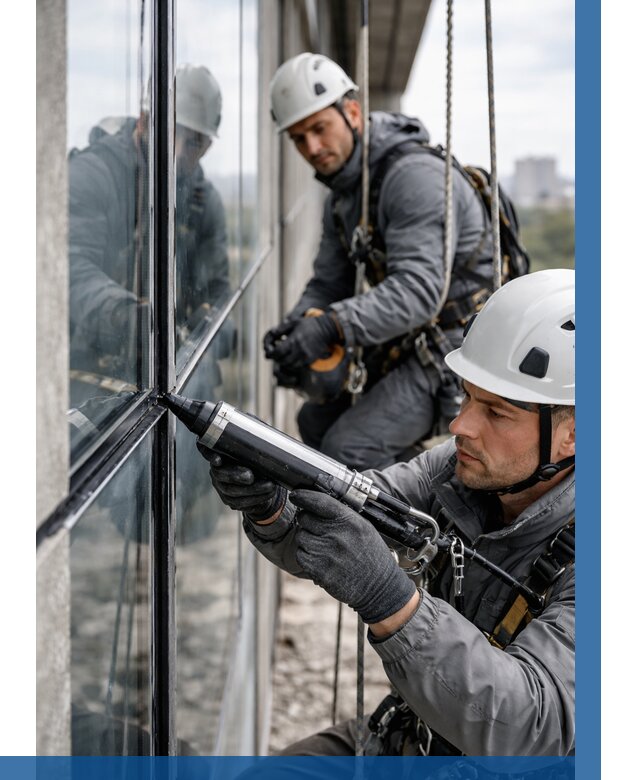 Герметизация витражных швов в Апатитах от 674 р. | ВЫСОТНИК-Птт