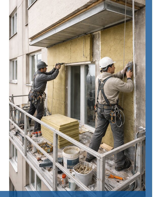 Утепление балкона снаружи в Апатитах от 1660 р. под ключ ВЫСОТНИК-Птт