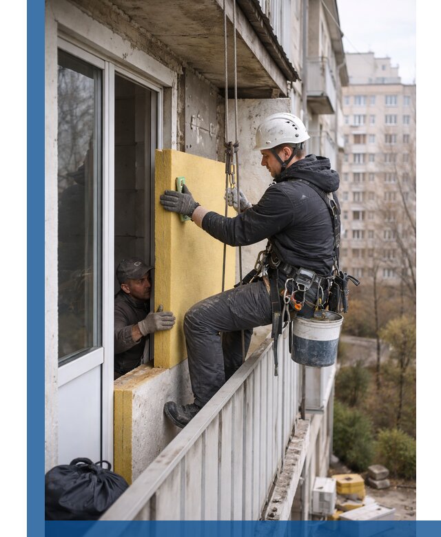 Профессиональное утепление балкона снаружи в Апатитах под ключ