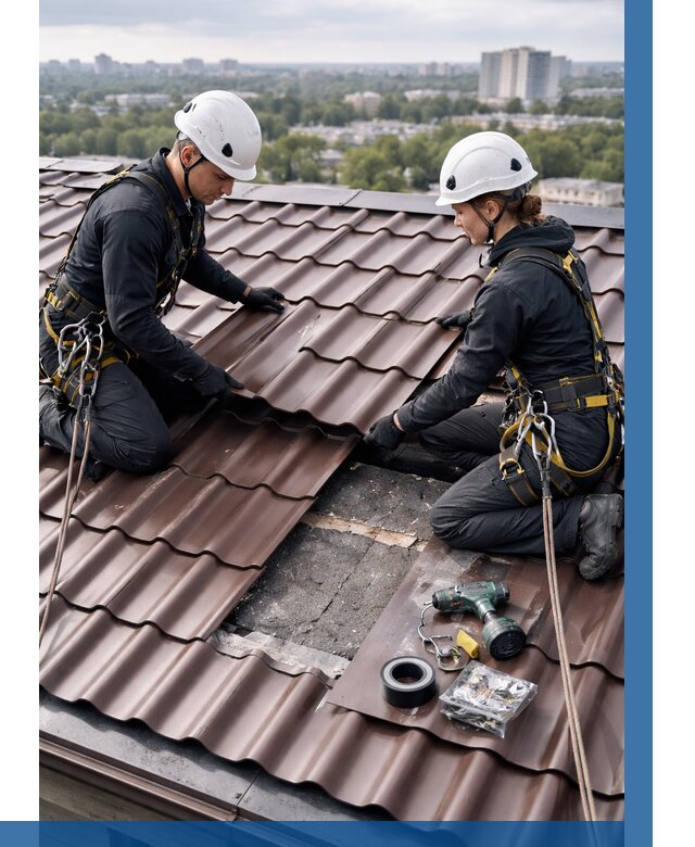 Ремонт металлочерепицы на крыше в Апатитах от 933 р. | ВЫСОТНИК-Птт