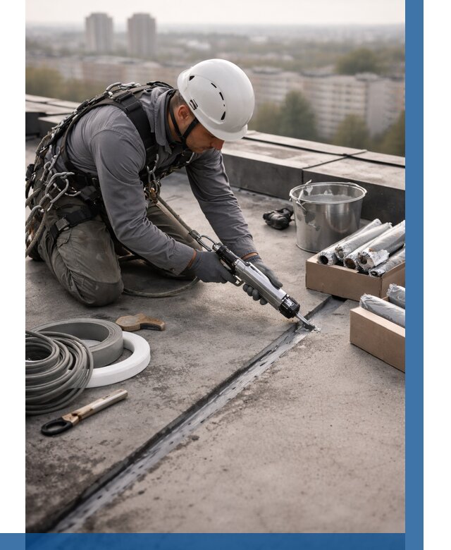 Герметизация швов кровли в Апатитах от 467 р./м2 | ВЫСОТНИК-Птт