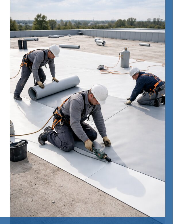 Монтаж мембранной кровли под ключ в Апатитах от 1245 р. | ВЫСОТНИК-Птт