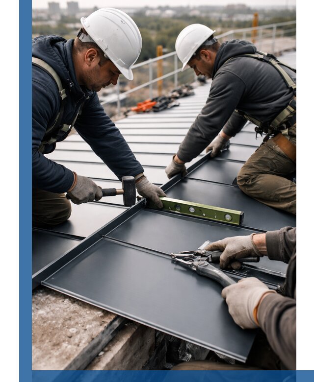 Монтаж фальцевой кровли в Апатитах для промышленных зданий