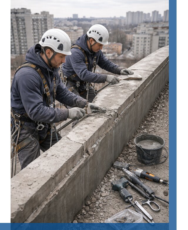 Ремонт парапета на кровле в Апатитах от 1556 р. | ВЫСОТНИК-Птт