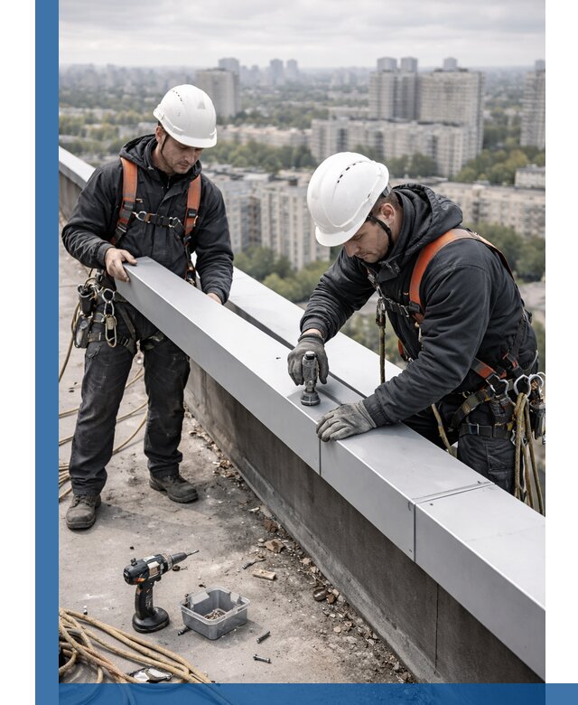 Монтаж парапетных крышек и ограждений кровли в Апатитах