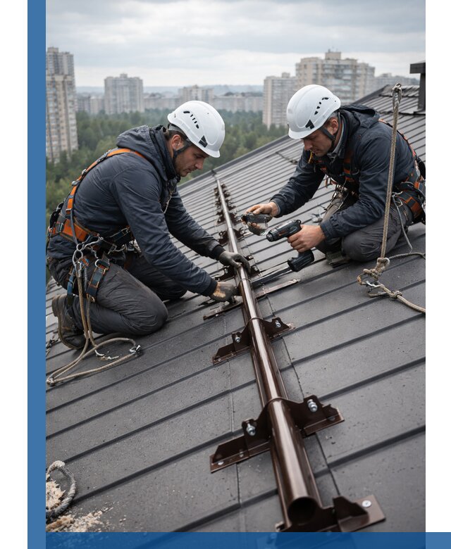 Монтаж снегозадержателей на кровле зданий в Апатитах под ключ