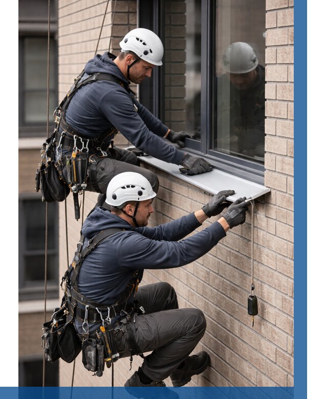 Монтаж оконных отливов под ключ в Апатитах от 3630 р. | ВЫСОТНИК-Птт