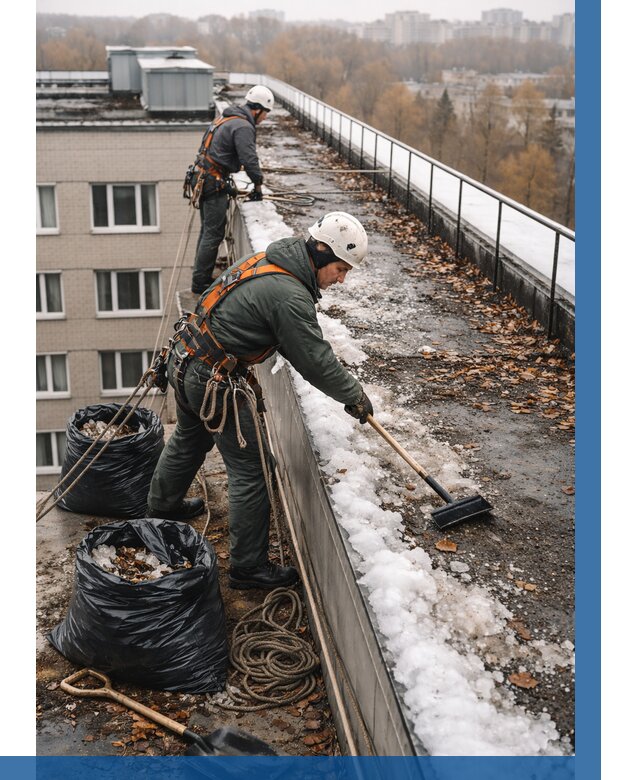 Очистка кровли по периметру в Апатитах от 570 р. | ВЫСОТНИК-Птт