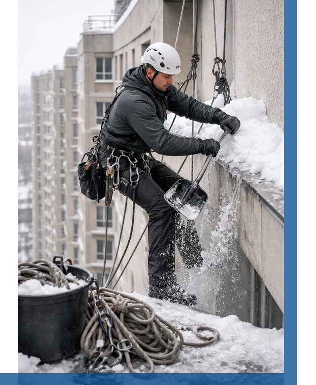 Очистка карнизов от снега в Апатитах от 311 р. | ВЫСОТНИК-Птт