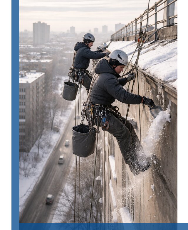 Очистка карнизов от снега в Апатитах профессионально и безопасно