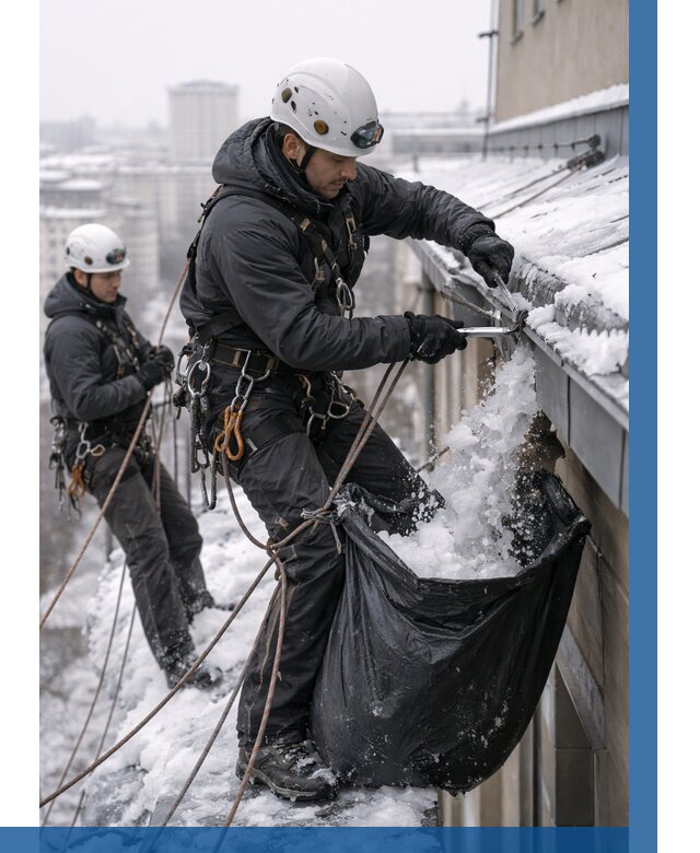 Аварийная очистка крыши в Апатитах под ключ от 311 р. | ВЫСОТНИК-Птт