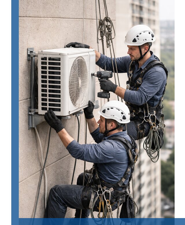 Монтаж внешнего блока кондиционера в Апатитах установка и крепление