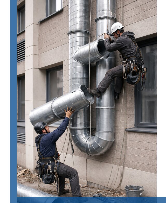 Монтаж фасадных воздуховодов в Апатитах с герметизацией и крепежом