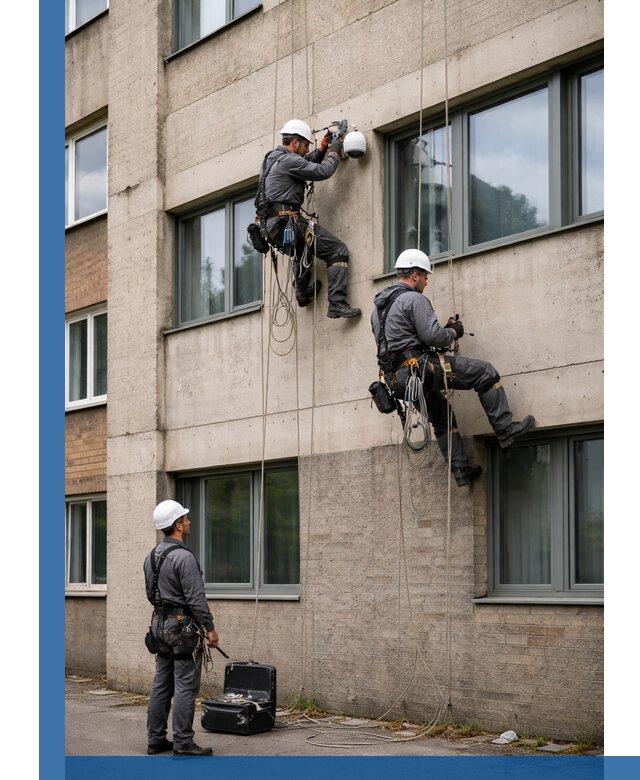 Монтаж фасадных камер видеонаблюдения в Апатитах под ключ