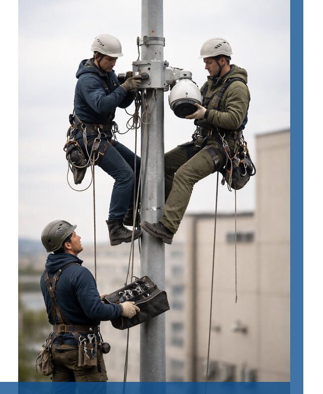 Установка видеокамер на мачте в Апатитах от 8816 р. | ВЫСОТНИК-Птт