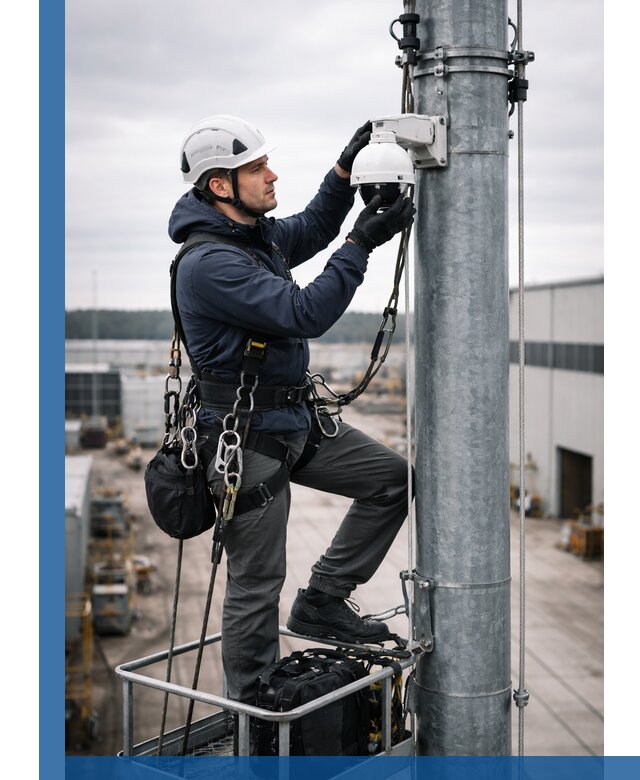 Профессиональная установка видеокамер на мачте в Апатитах