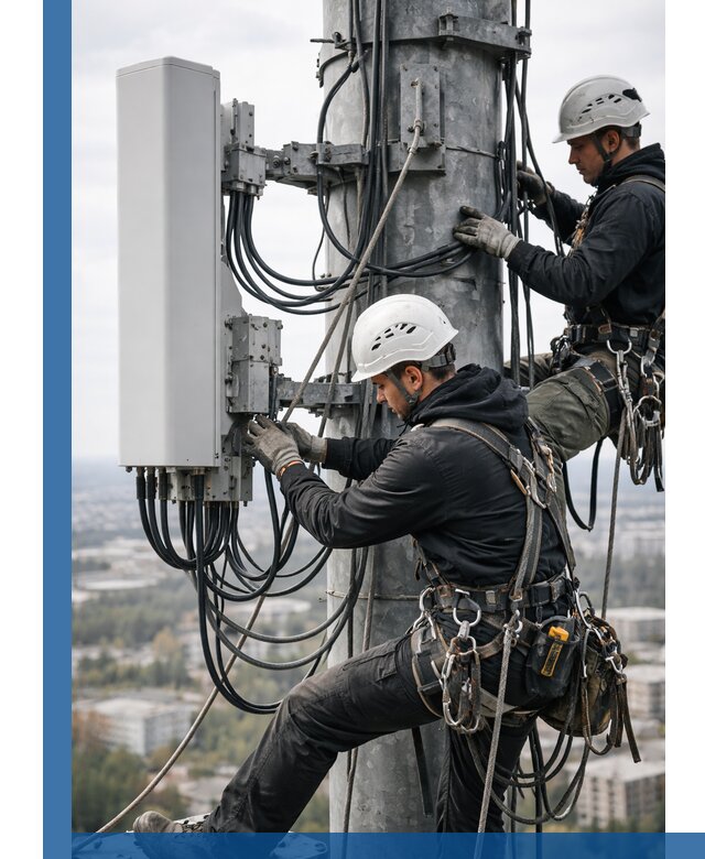 Монтаж оборудования связи на мачте в Апатитах с пусконаладкой