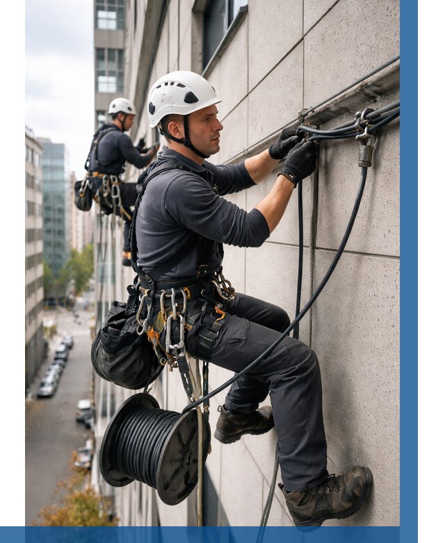 Прокладка кабеля по фасаду в Апатитах от 363 р. | ВЫСОТНИК-Птт