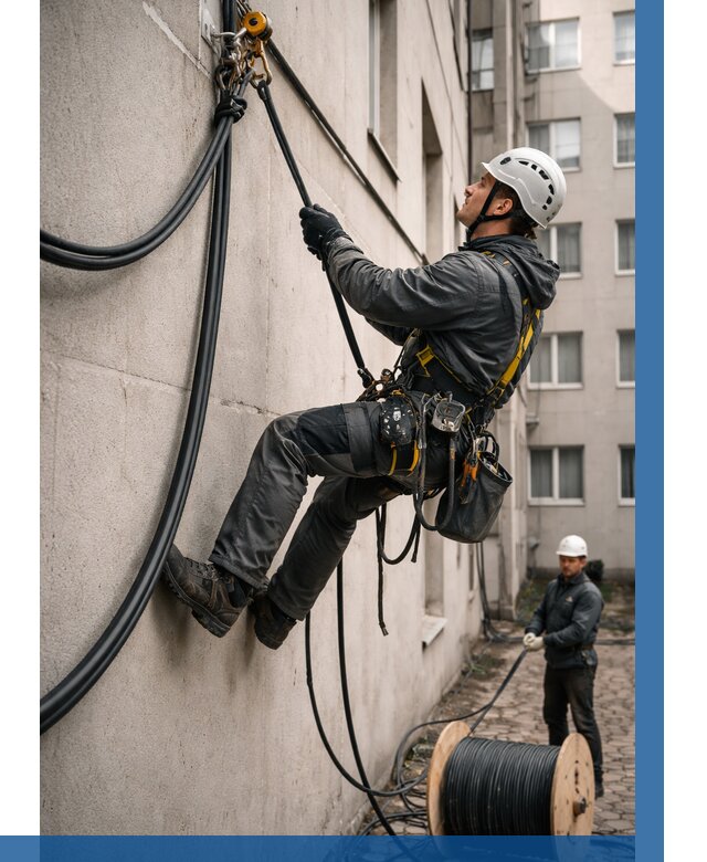 Протяжка кабеля питания на высоте в Апатитах от 467 р. | ВЫСОТНИК-Птт