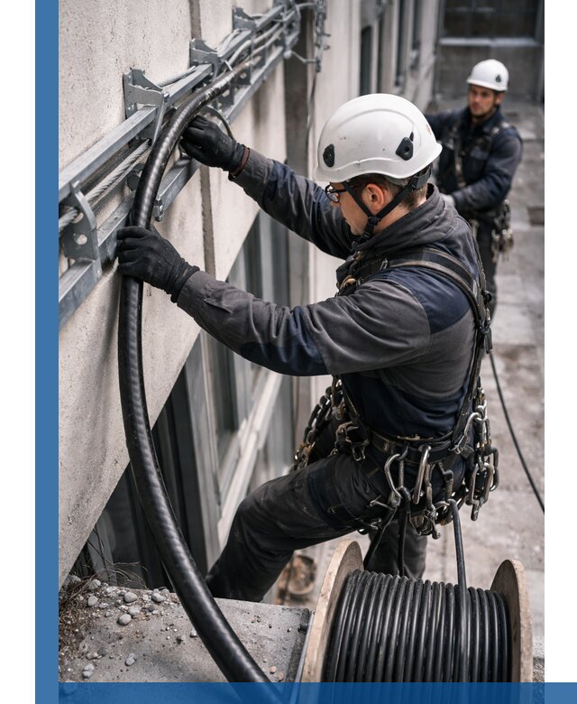 Протяжка кабеля питания на высоте в Апатитах с гарантией безопасности и качества