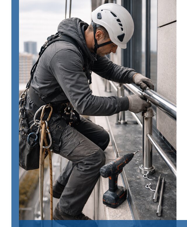 Монтаж ограждений на высоте в Апатитах для зданий и конструкций