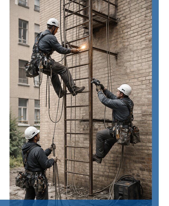 Ремонт пожарной лестницы в Апатитах от 7779 р. | ВЫСОТНИК-Птт