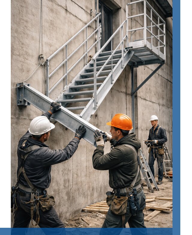 Монтаж металлических лестниц в Апатитах от 15558 р. | ВЫСОТНИК-Птт