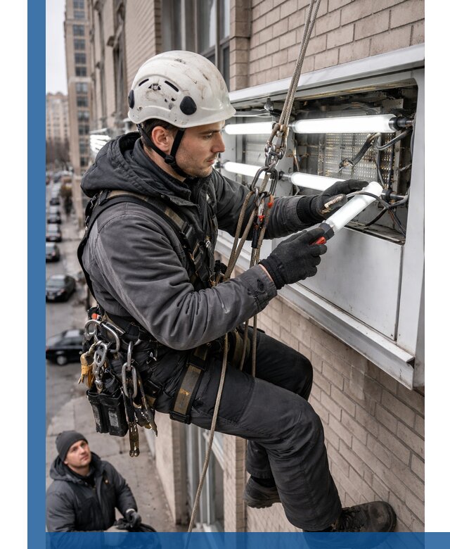 Профессиональная замена ламп в наружной вывеске в Апатитах