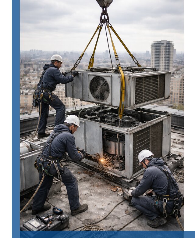 Демонтаж крышной установки в Апатитах любой сложности