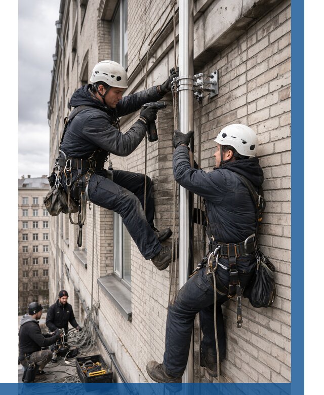 Монтаж флагштока на здании в Апатитах от 6742 р. | ВЫСОТНИК-Птт