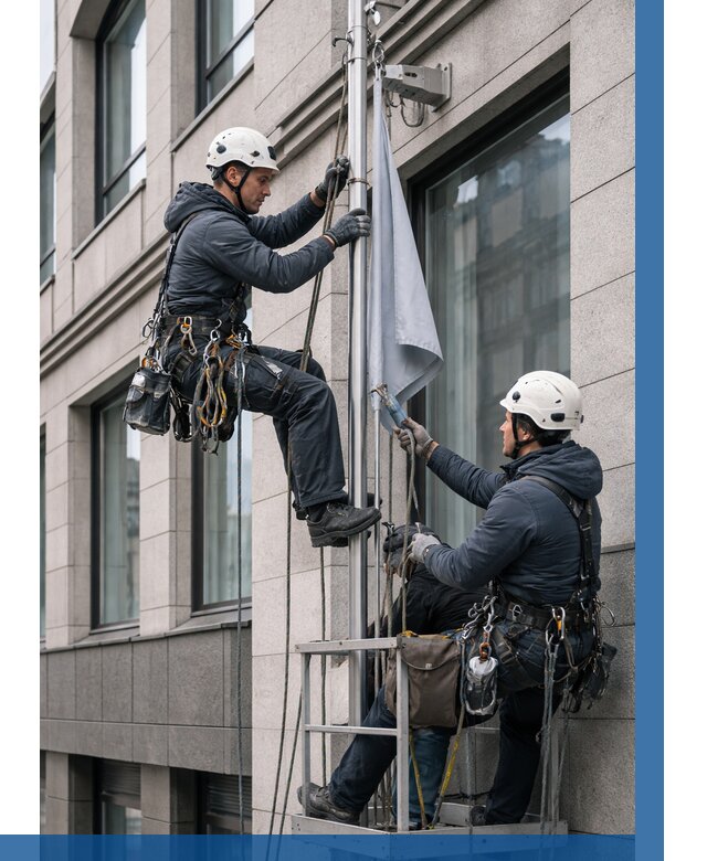 Установка флагов на фасаде в Апатитах от 4667 р. | ВЫСОТНИК-Птт