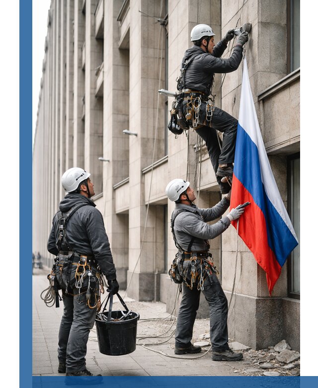 Профессиональная установка флагов на фасаде в Апатитах