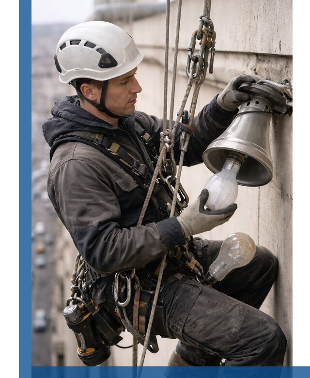 Замена ламп на высоте в Апатитах профессионально и быстро