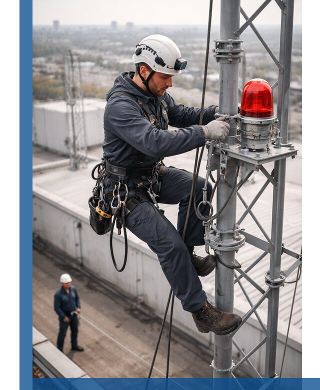 Монтаж заградительных огней и обслуживание объектов в Апатитах